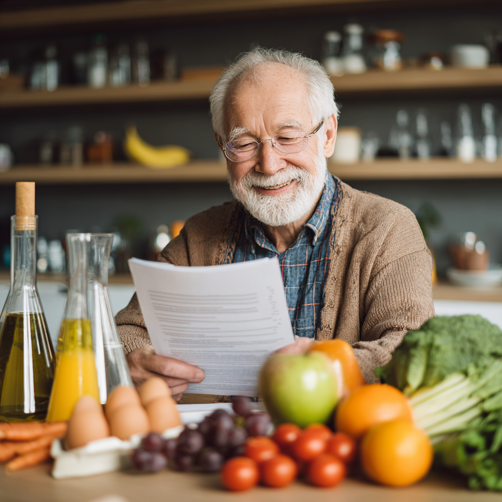 Group of smiling elderly European people enjoying a healthy meal together outdoors, looking happy and energetic